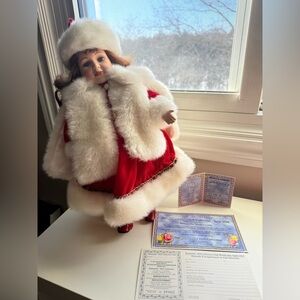 Samantha Collection - Elegant Red and White Doll with Fur Trim